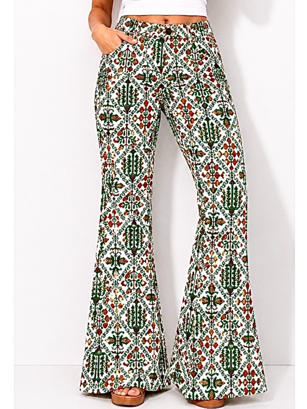 Wrangler High Rise Fierce Flare Tapestry Jeans 12 Boho Retro 70s Festival Y2K